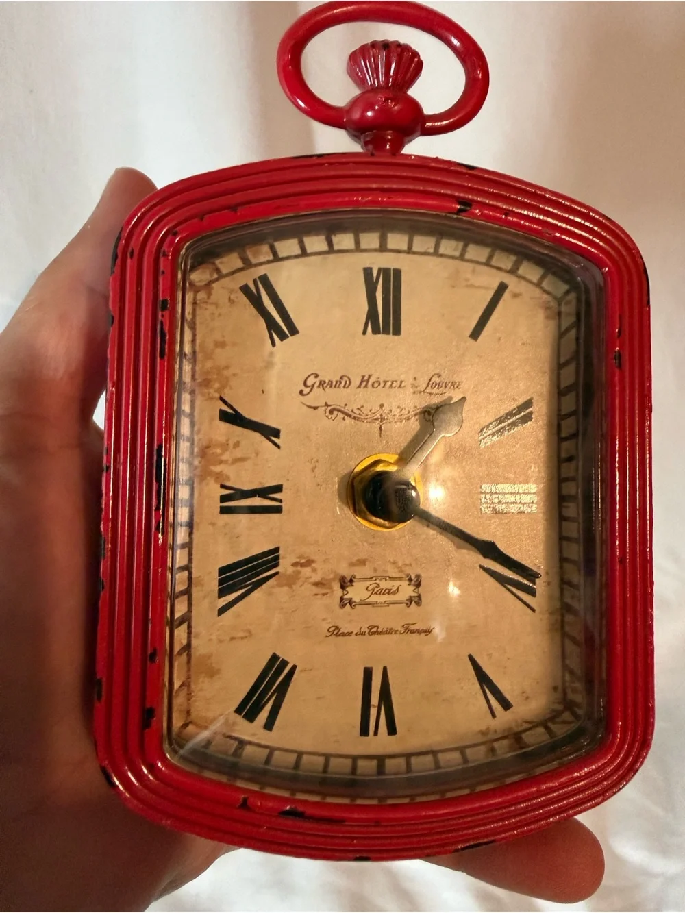 Grand Hotel du Louvre Paris Clock Red Metal French Country Shabby Chic WORKS